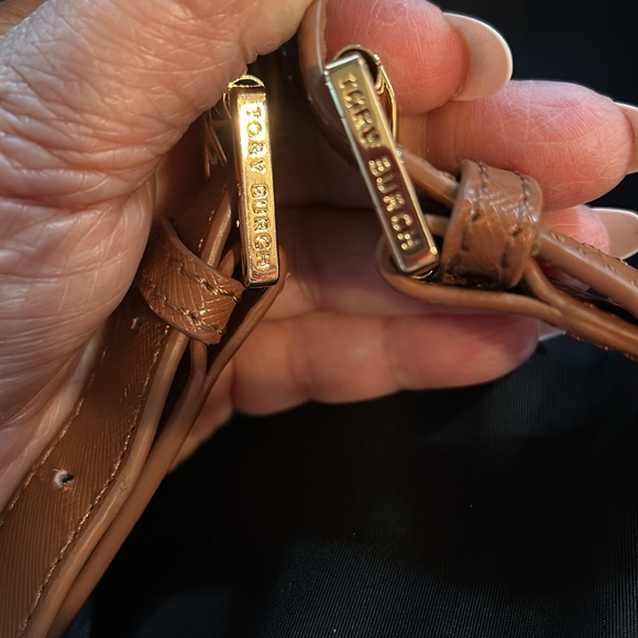 Tory Burch Backpack Black Nylon W / Leather Pockets and Accents in Tan Leather - Picture 16 of 16